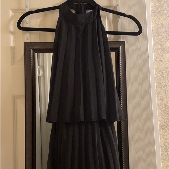 ASOS Black Halter Tie Pleated Midi Dress (size 2) - Picture 13 of 14